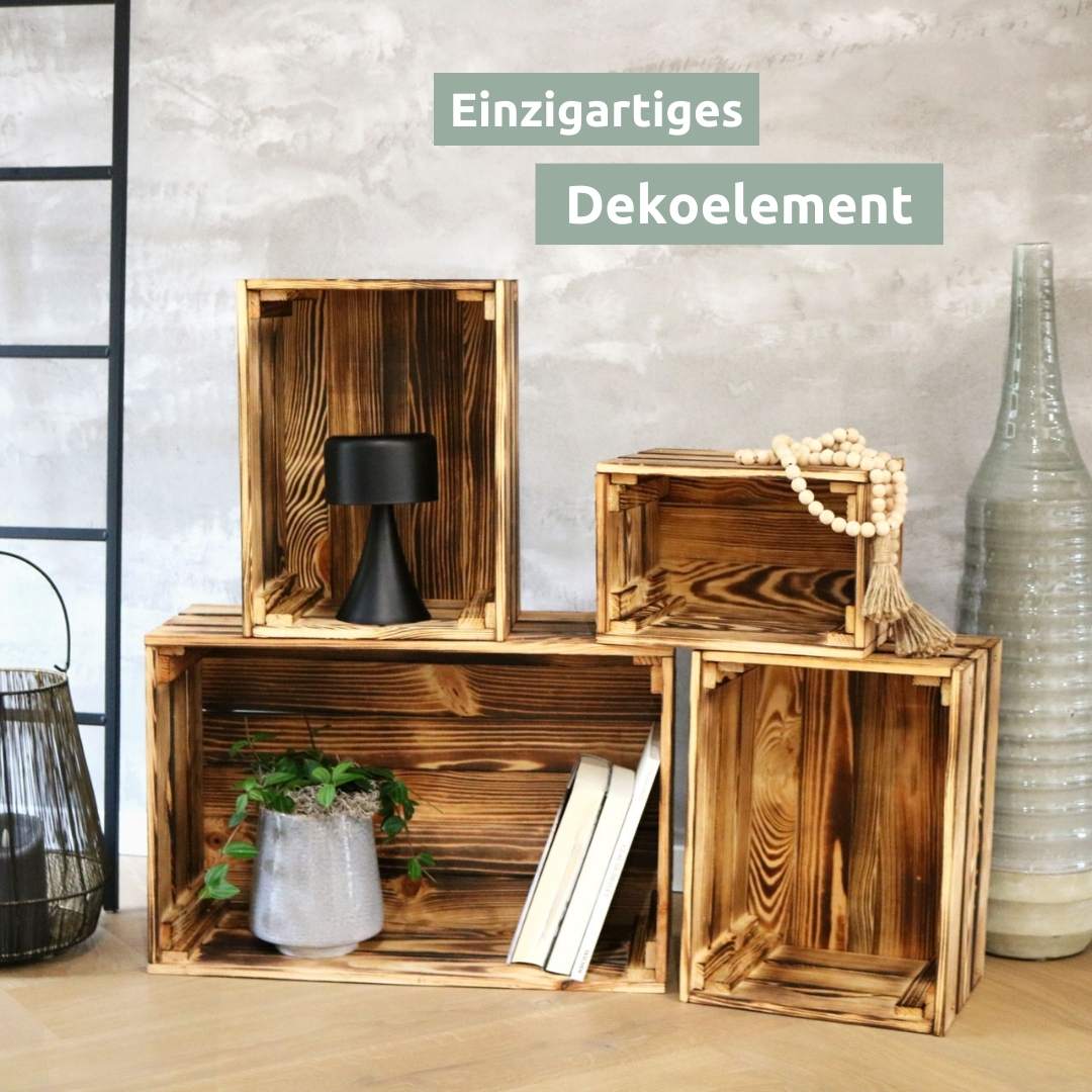 7 tlg. Set Holzkiste | Weinkiste zum Dekorieren