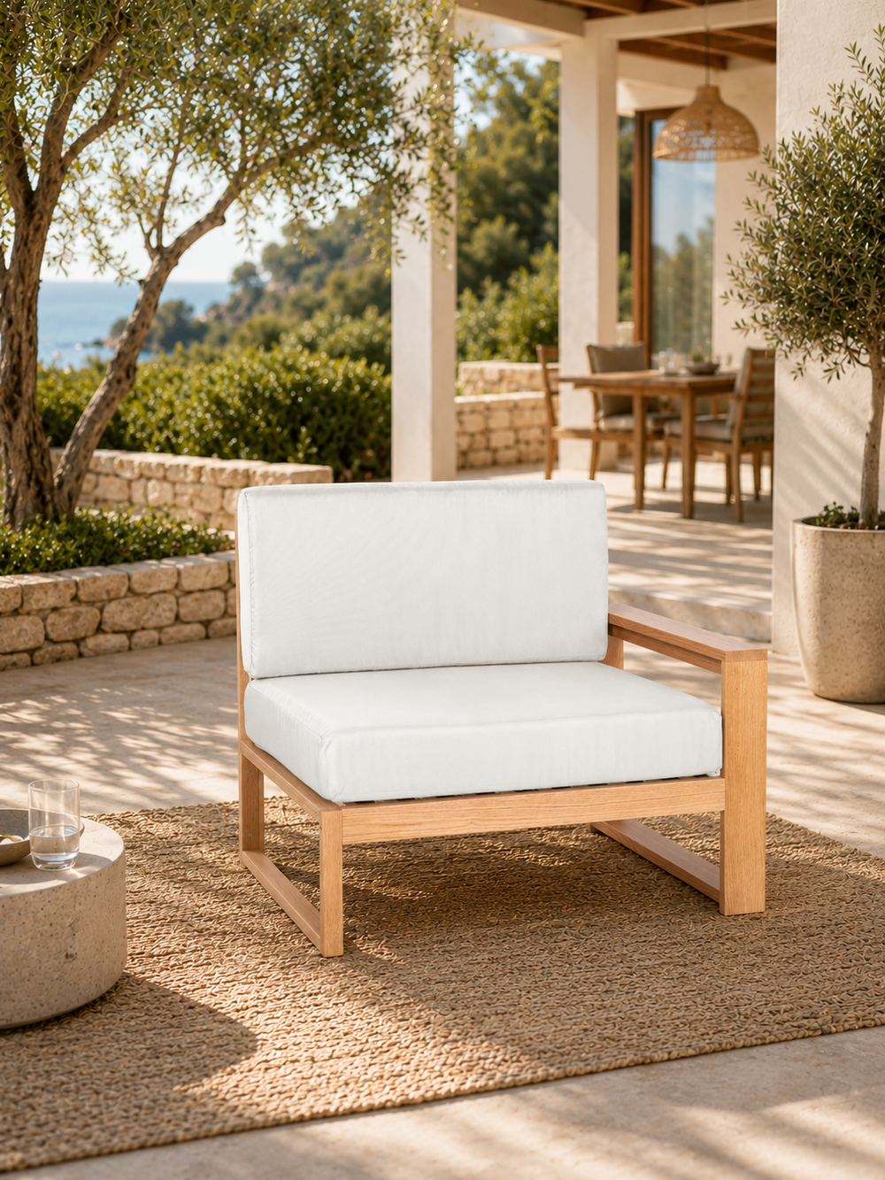 Gartenlounge  Endstück Links - Weiß