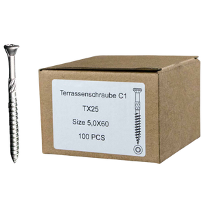 100 Stück Terrassenschrauben aus Edelstahl 5x60 mit Torx Kopf