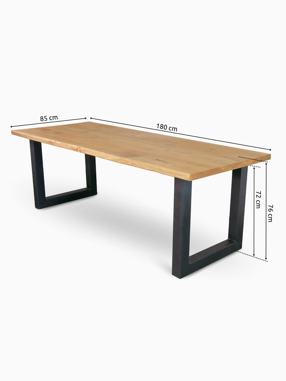 Massivholztisch mit Baumkante 180cm x 85cm