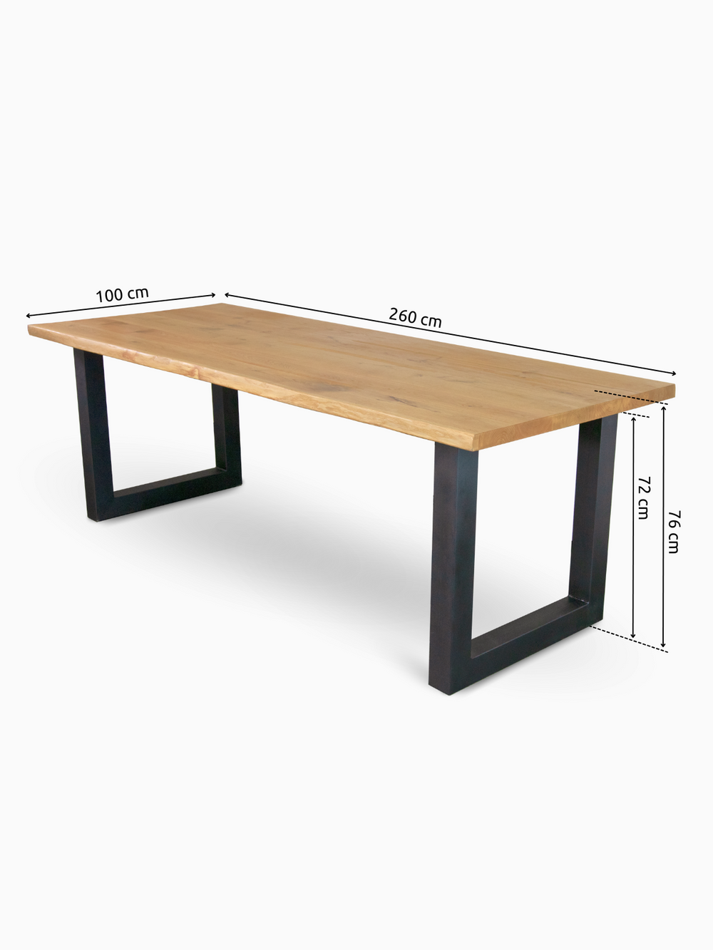 Massivholztisch mit Baumkante 260cm x 100cm