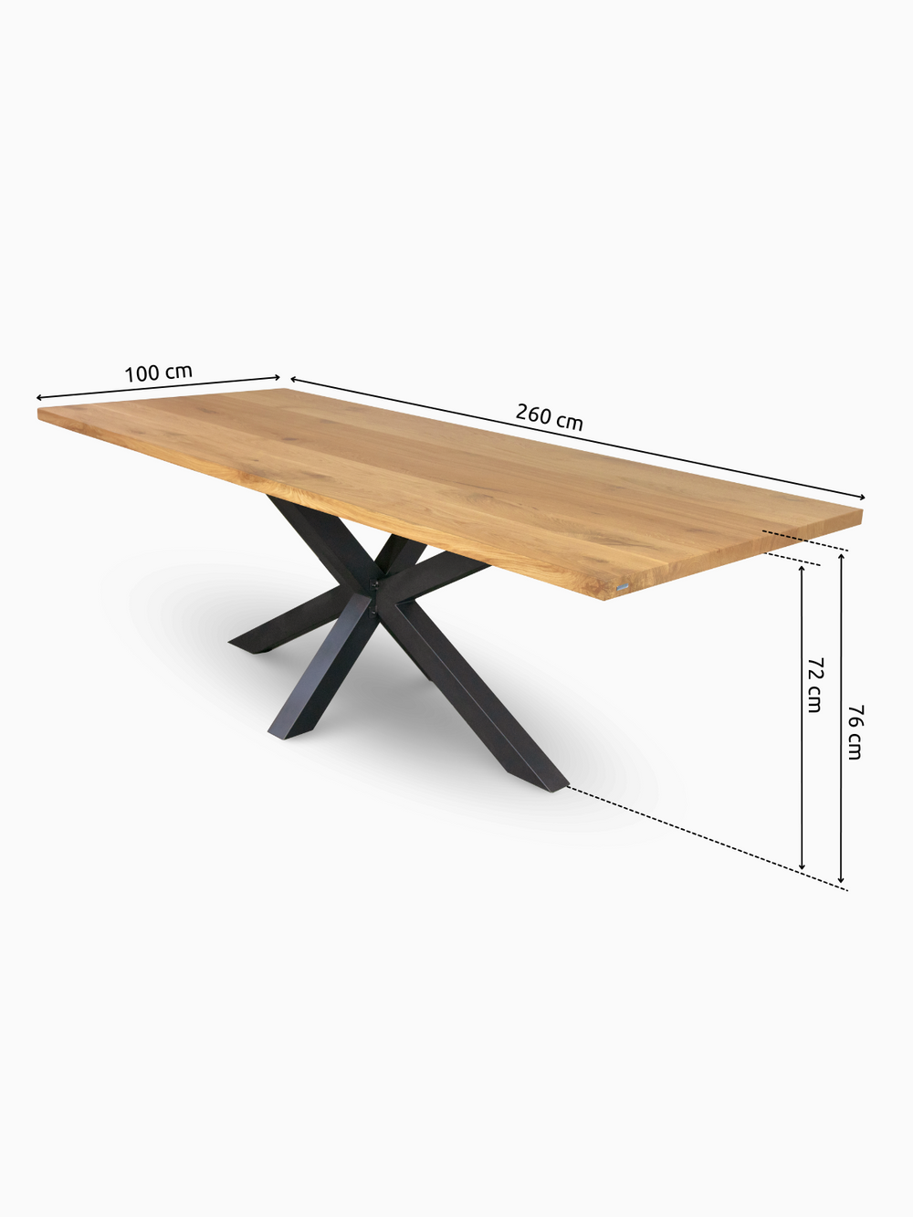Massivholztisch mit Baumkante 260cm x 100cm