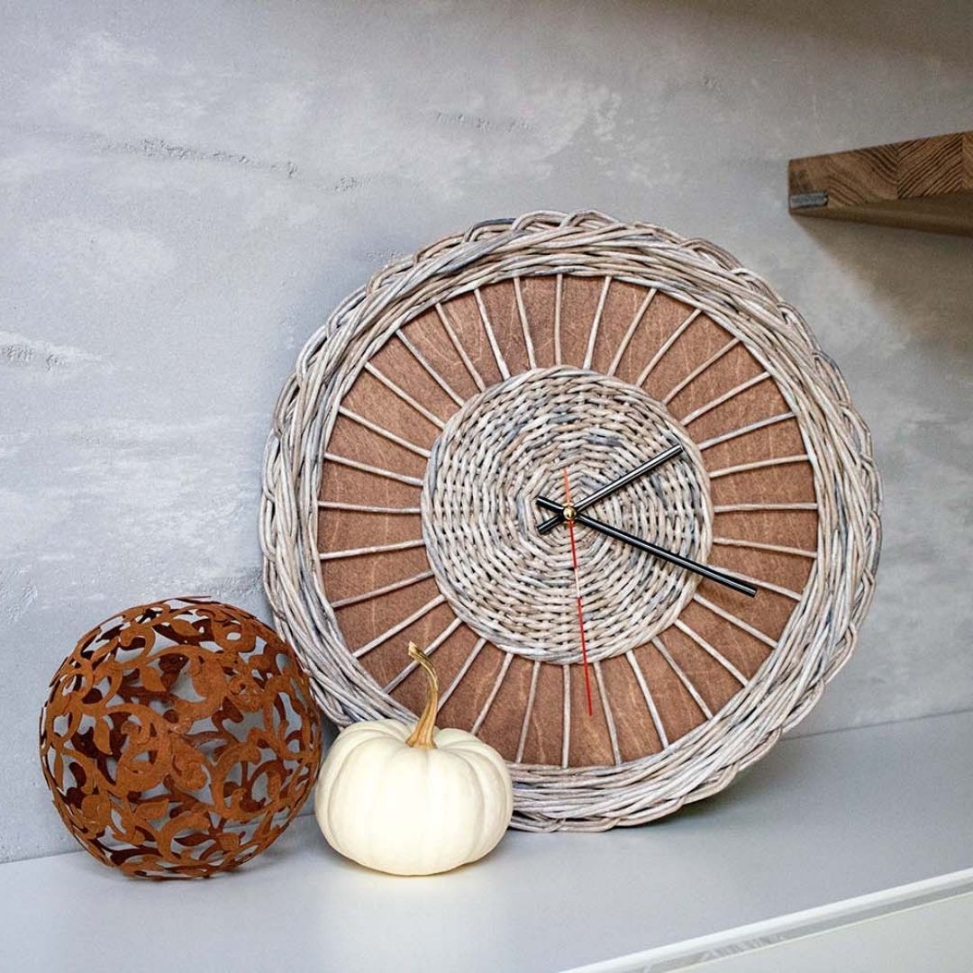 Rattan-Wanduhr „Weave“