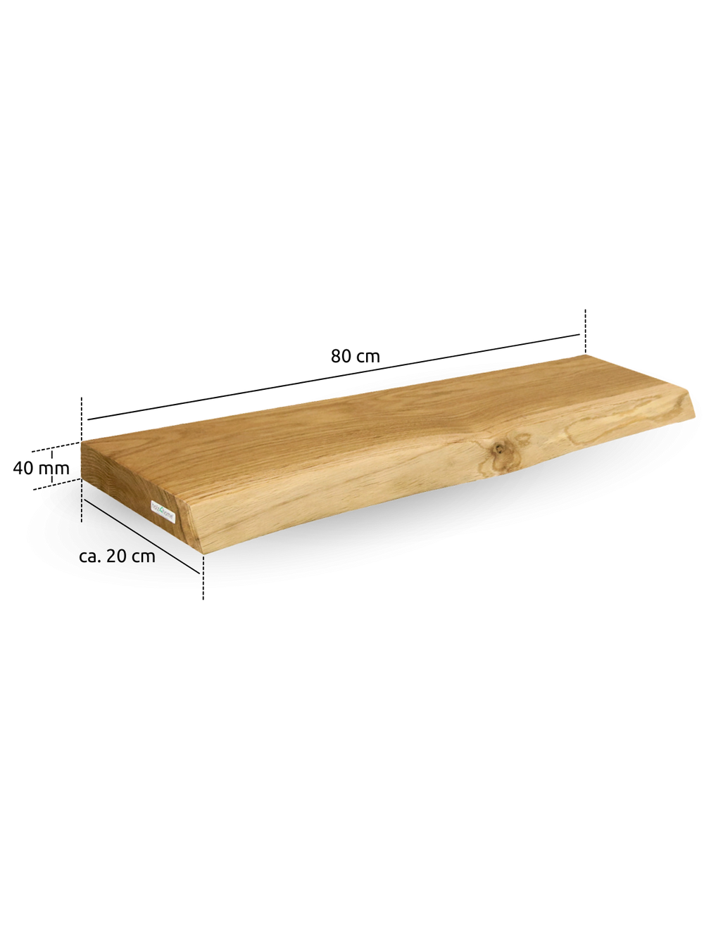 Schwebendes Wandregal 80cm mit Baumkante