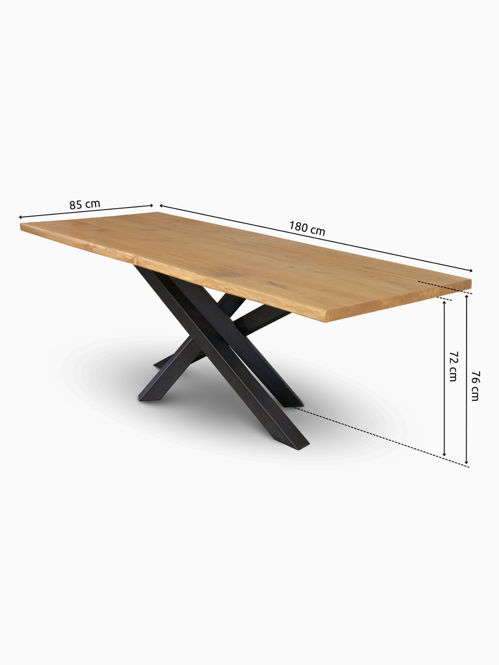Massivholztisch mit Baumkante 180cm x 85cm