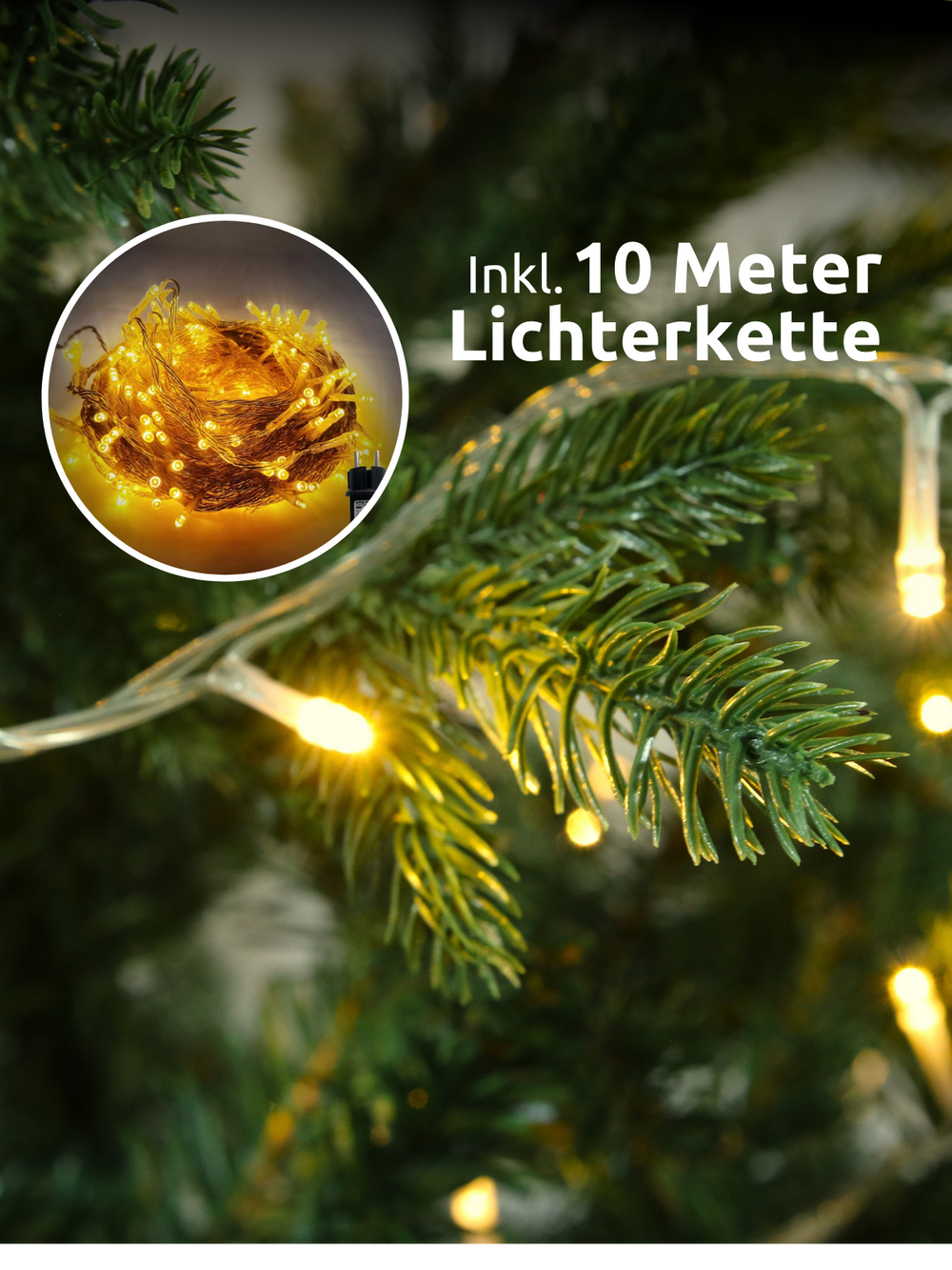 Künstlicher Weihnachtsbaum 130 cm inkl. Lichterkette