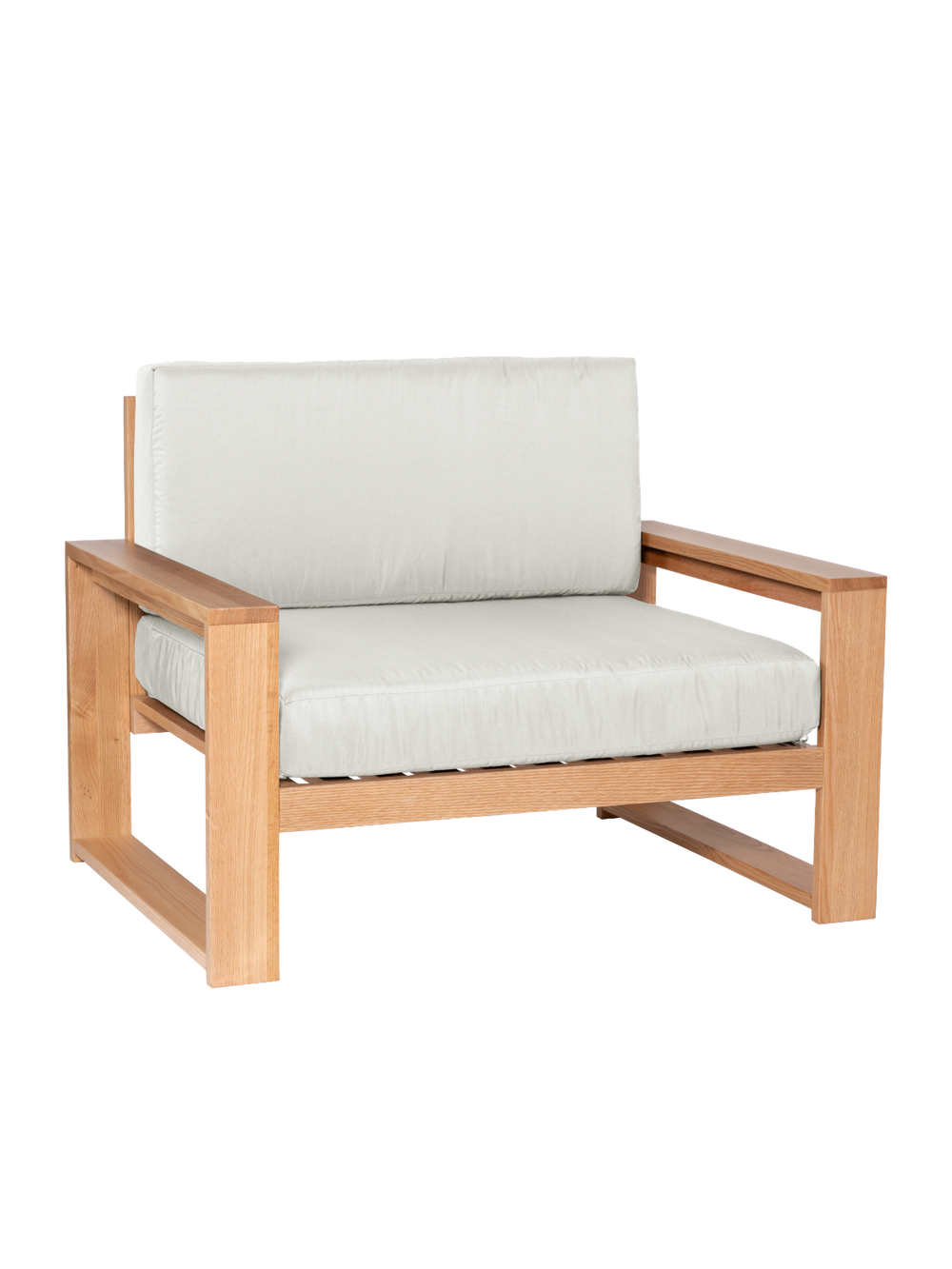 Gartenlounge Eiche 2er Sofa + Sessel + Tisch - Weiß