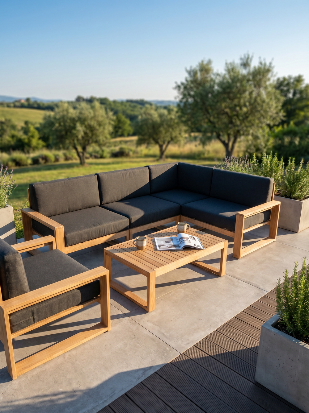 Gartenlounge Eiche - Anthrazit