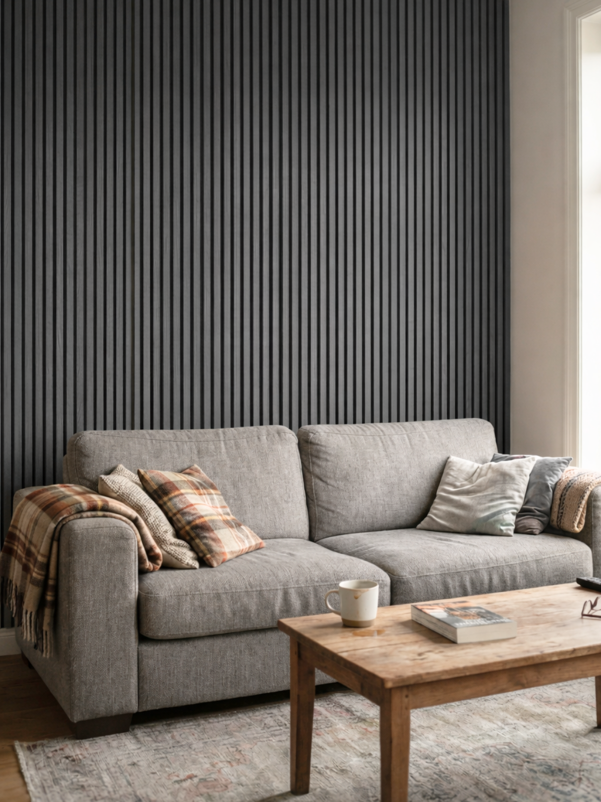 Akustikpaneele Dunkelgrau 240x60cm - 2er Set