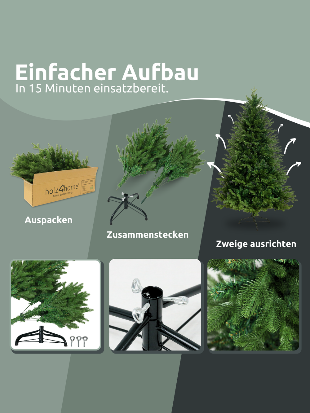 Künstlicher Weihnachtsbaum 130 cm inkl. Lichterkette