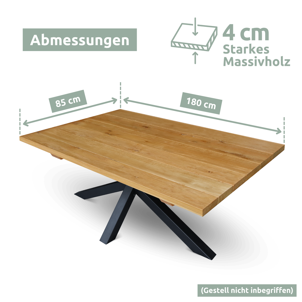 Eichentischplatte aus Lamellen für den Aussenbereich