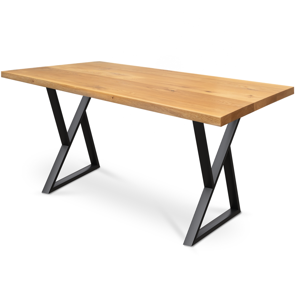 Kleiner Massivholztisch ohne Baumkante 140cm  x 80cm Doppel-Dreieck Gestell