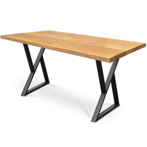 Kleiner Massivholztisch ohne Baumkante 140cm  x 80cm Doppel-Dreieck Gestell