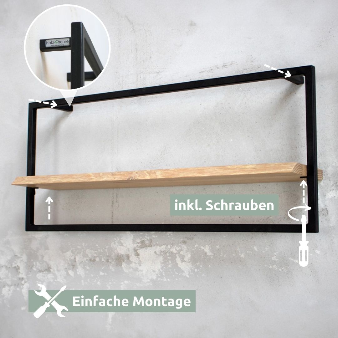 Wandregal long in schwarz gerahmt von holz4home®