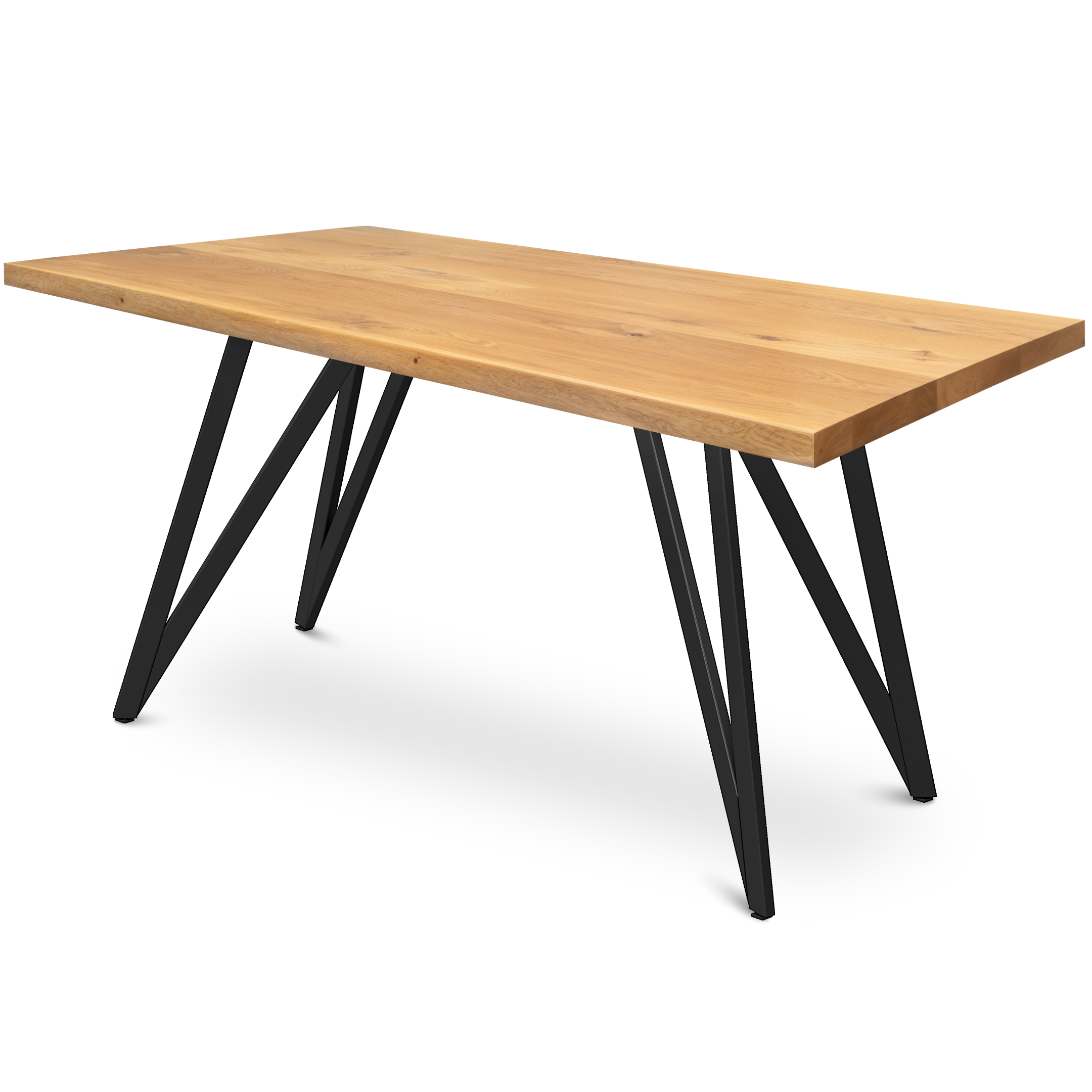 Kleiner Massivholztisch ohne Baumkante 140cm  x 80cm Dreieck Gestell