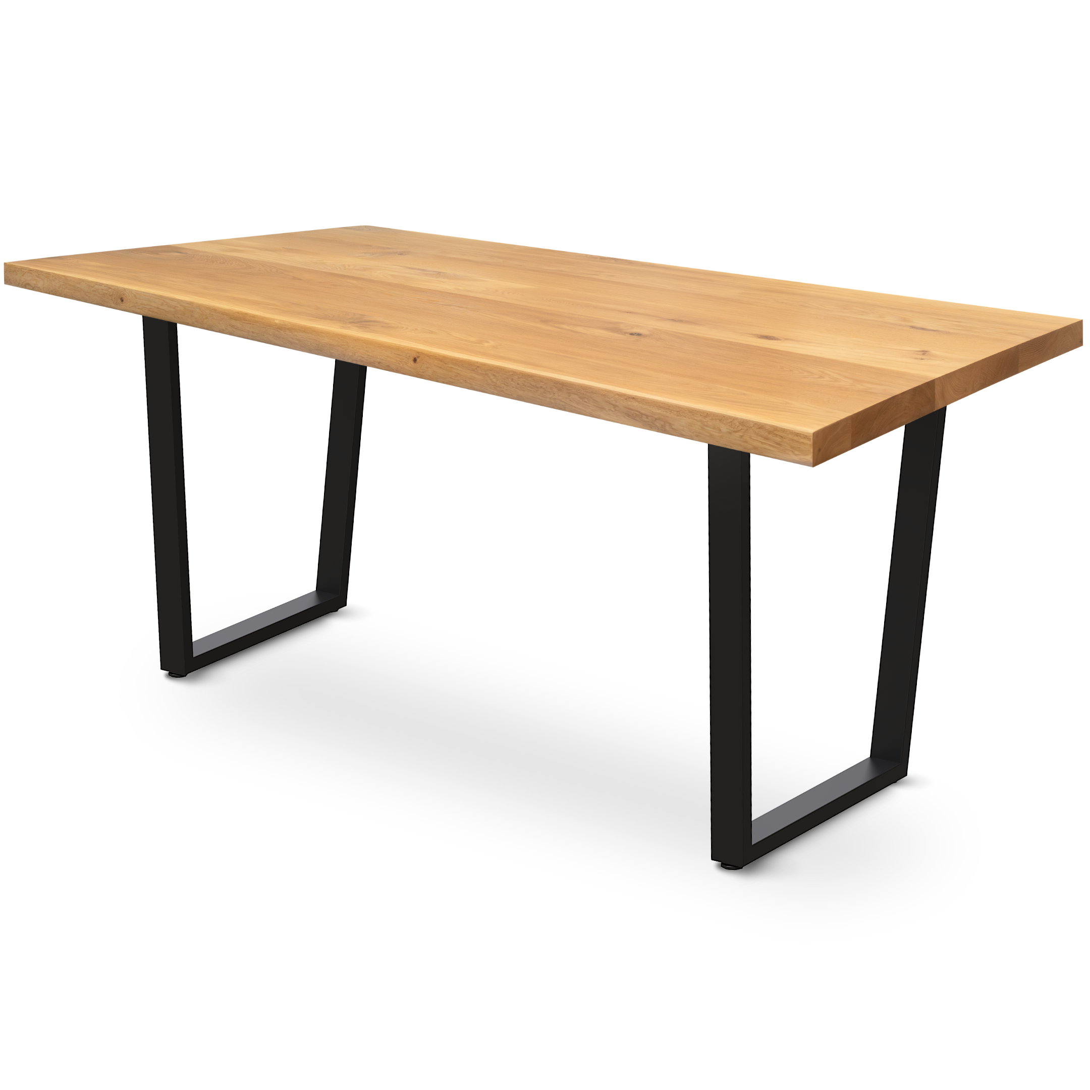 Kleiner Massivholztisch ohne Baumkante 140cm  x 80cm Trapez Gestell