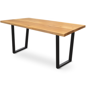 Kleiner Massivholztisch ohne Baumkante 140cm  x 80cm Trapez Gestell